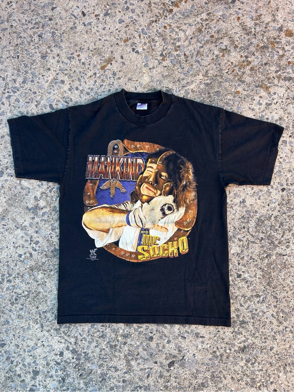 Vintage 90s WWF Mankind Mr Socko T Shirt Wrestling SZ L